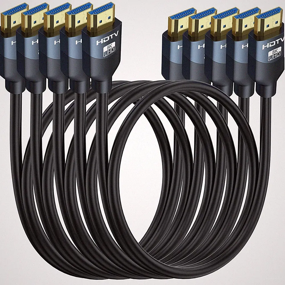 8K HDMI 2.1 Cables 6FT 5-Pack, High Speed Gaming Monitor 6 FT, Black