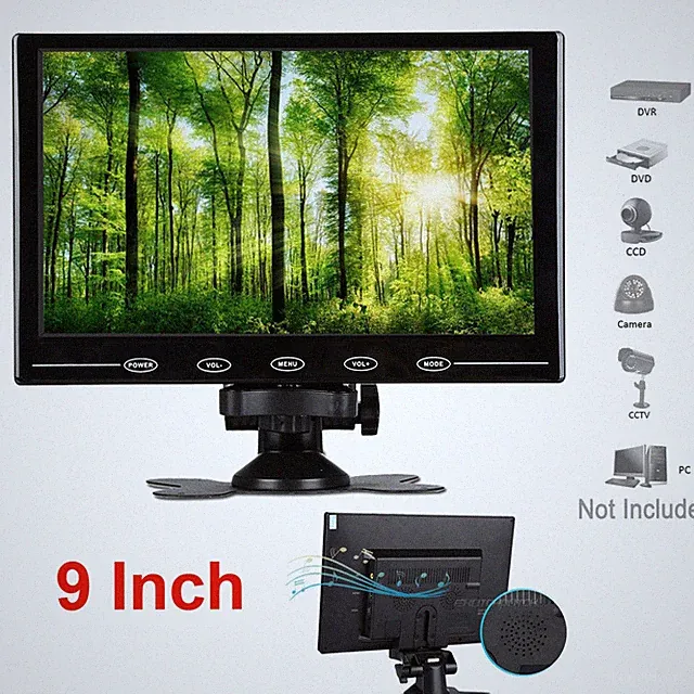 9" CCTV Security Monitor PC Screen AV/VGA/HDMI Video for DSLR POS Car DVD