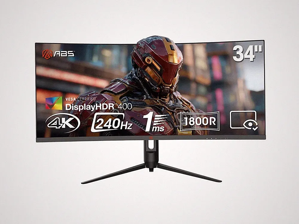 ABS 34" Ultrawide UWQHD 2K 1440P (Quasi 4K) 240Hz with AMD FreeSync 1ms HDR400