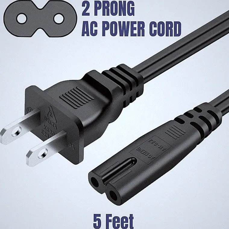 AC Power Cord 2 Prong Cable for PS 5 4 3 2 Slim XBOX PC Laptop PSV Monitor TV