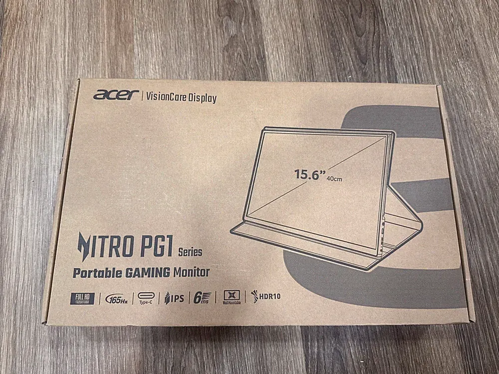 Acer 15.6" Nitro PG1 Portable Monitor 1920x1080 165Hz 250Nit 6ms IPS Gaming