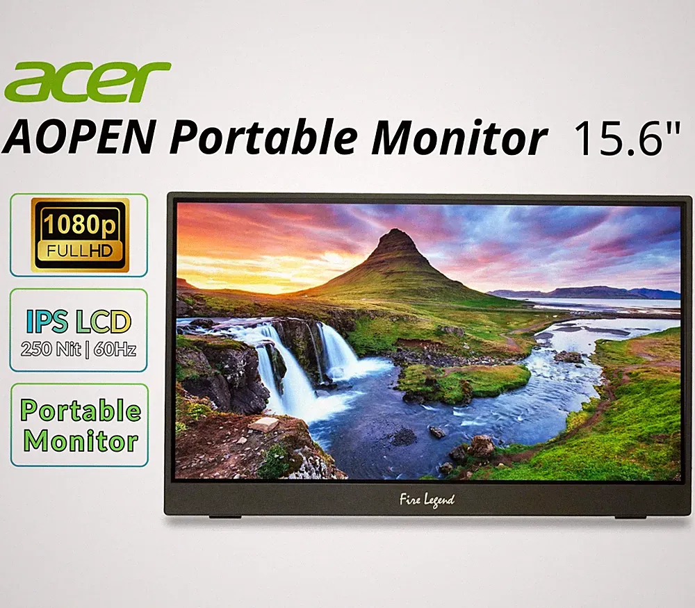 Acer 15.6" Portable Monitor 1920x1080 250Nit 60Hz 4ms 16PM1Q BBMIUUX Refurbished