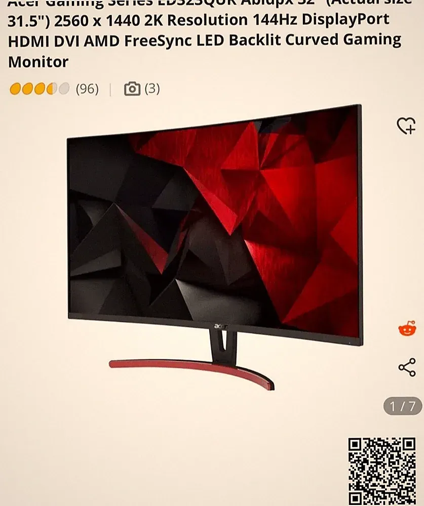 Acer 32" ED323QUR Curved Gaming Monitor