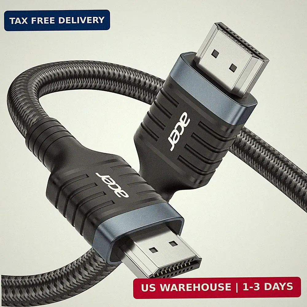 Acer HDMI 2.1 Cable 6.6FT (8K@60Hz,4K@120Hz) 48Gbps High-Speed Braided Cord | Ce