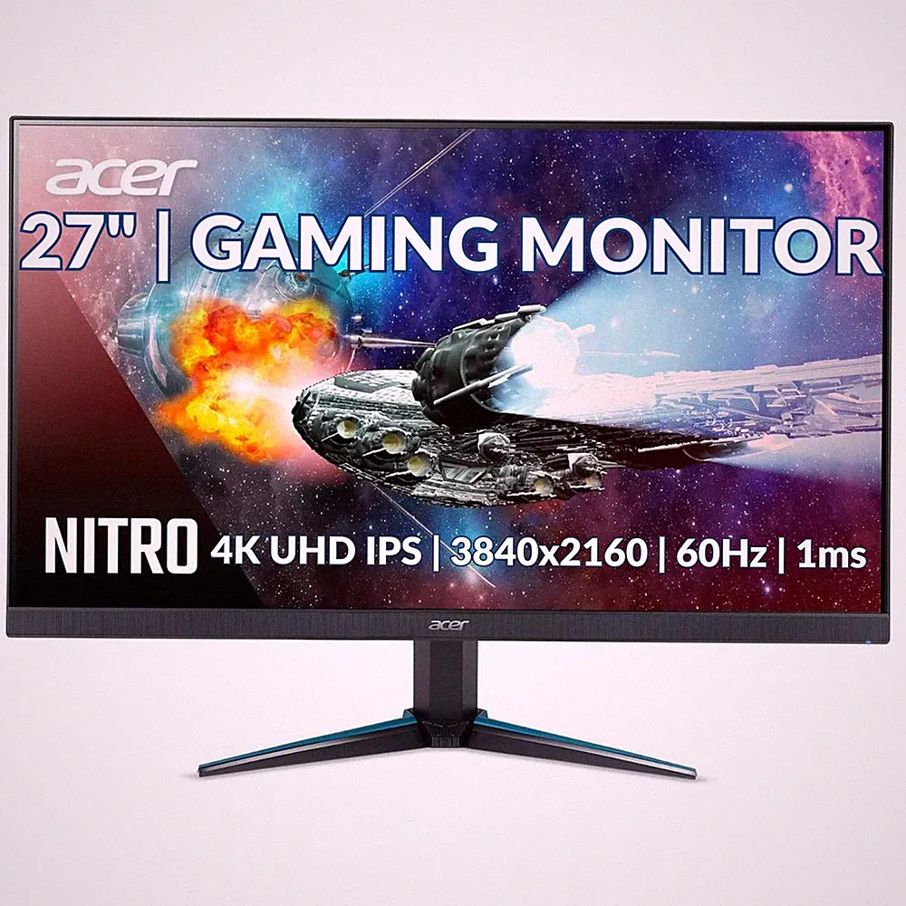 Acer Nitro 27"Gaming Monitor 4K UHD IPS 3840x2160 60Hz 1ms VG270K Lbmiipx Refurb