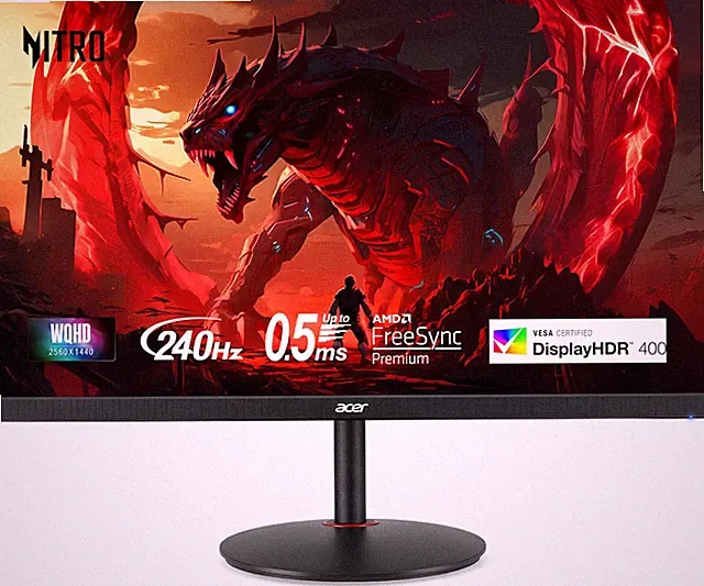 Acer Nitro 27" WQHD Gaming IPS AMD Freesync Premium up to 240Hz Refresh Srgb99%