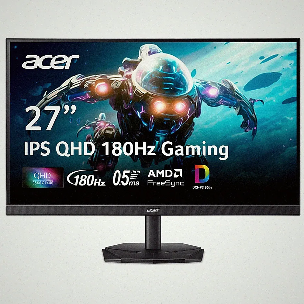 Acer Nitro 27in QHD 2560x1440 IPS 180Hz Gaming Monitor KG271U N3bmiipx 0.5ms AMD