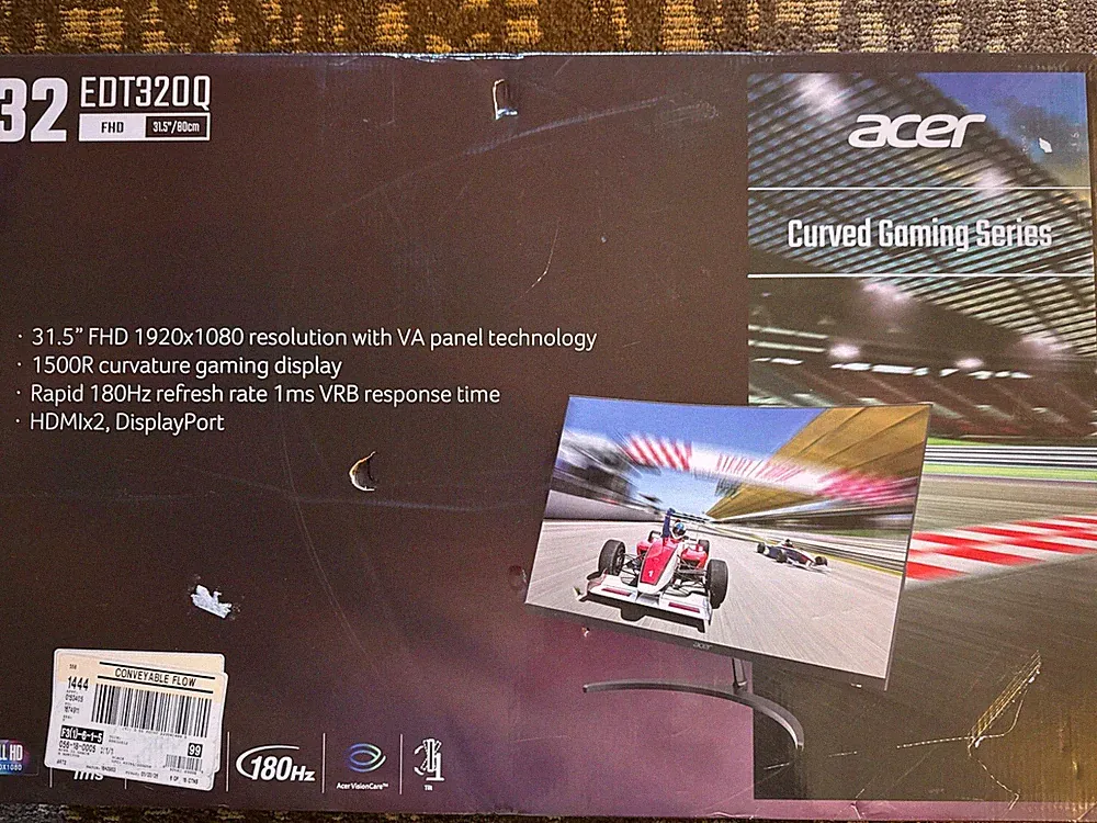 Acer Nitro 31.5" Curved 1080p 180Hz 1ms FreeSync Premium Gaming Monitor EDT320Q