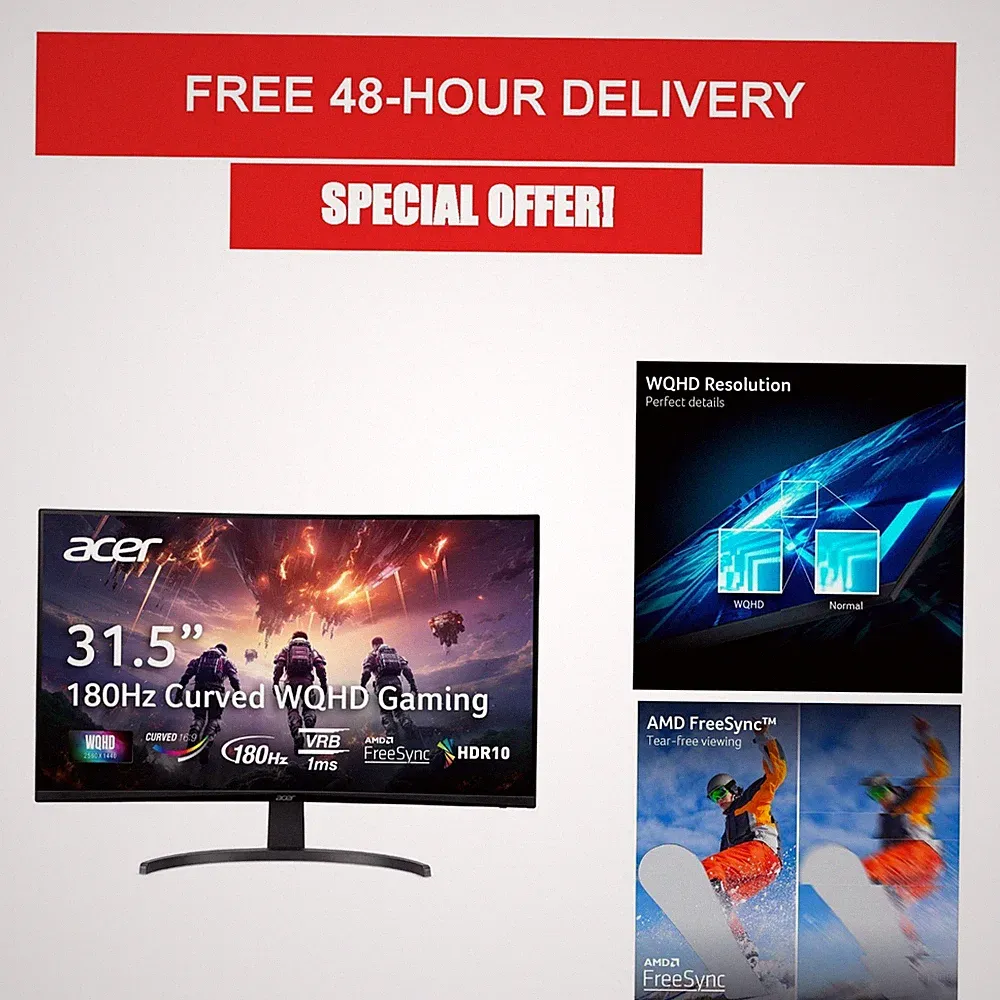 Acer Nitro 31.5in QHD 180Hz Curved Gaming Monitor EDA323QU S3