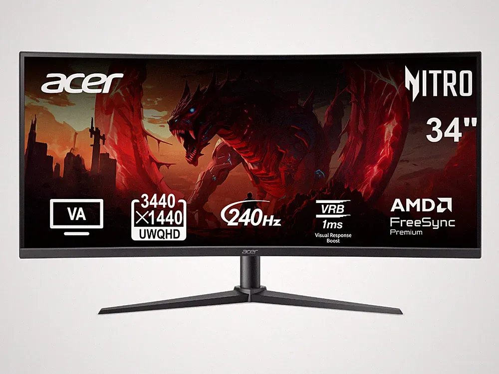 Acer Nitro 34 inch Ultrawide QHD 2K 1440P 240Hz with AMD FreeSync Premium (AMD