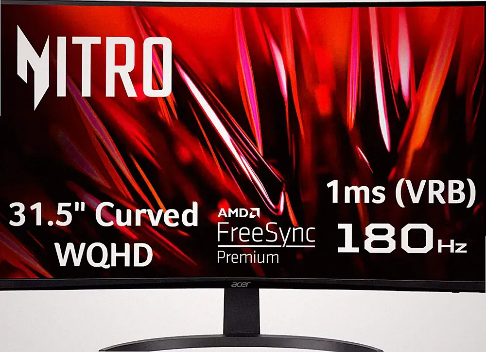 Acer - Nitro Gaming 31.5" Curved WQHD 180Hz 1ms FreeSync Premium Gaming Monit...