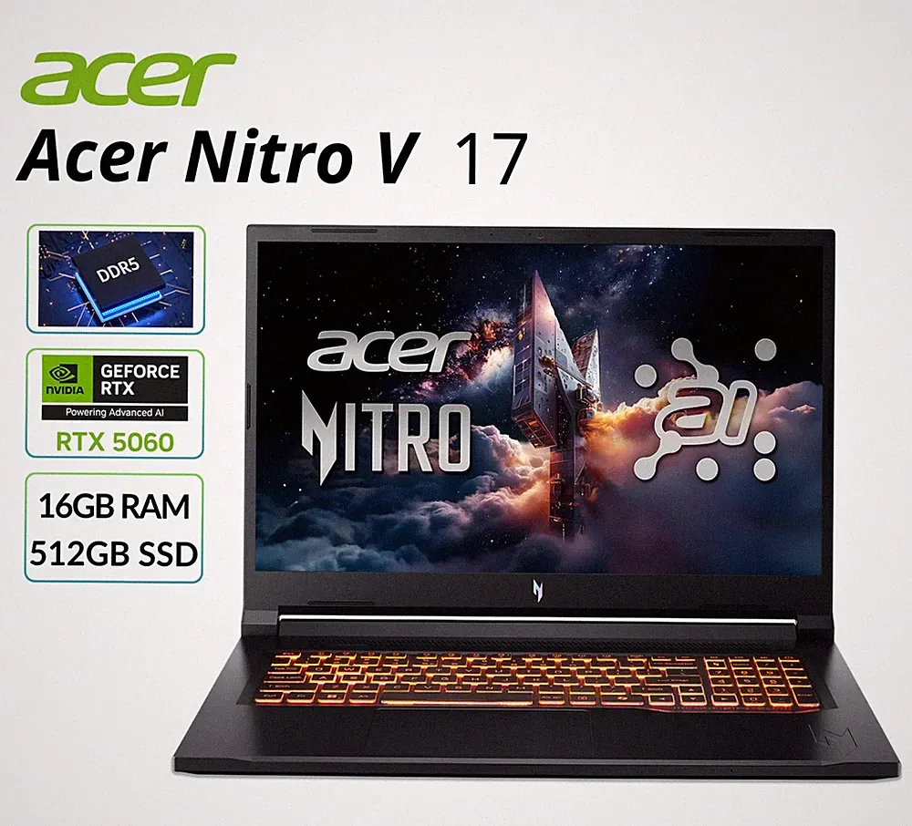 Acer Nitro V 17.3" FHD Gaming Laptop NVIDIA RTX5060 16GB 512GB SSD ANV17-41-R8ML