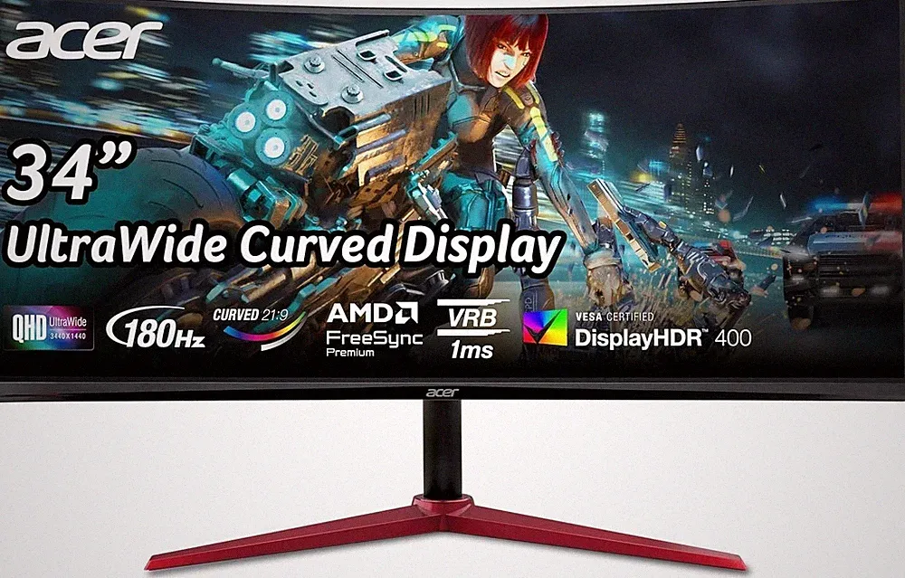 Acer Nitro XZ342CU V 34" 3440x1440W 180Hz 400Nit 1ms VRB 75x75 VESA Refurbished