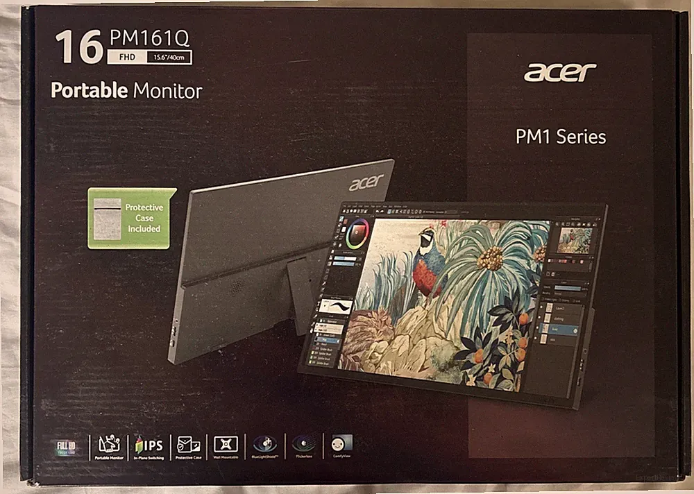 Acer - PM1 Series 15.6”/40cm FHD Portable Monitor - (PM161Q) - 1920x1080 - Black
