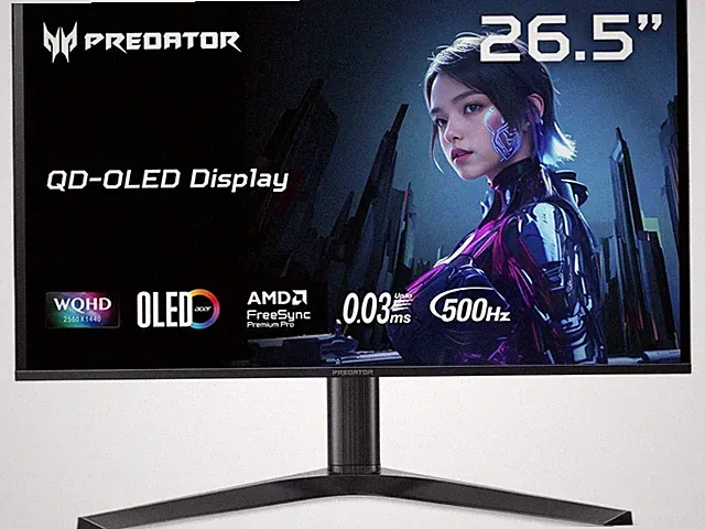 Acer Predator 27" (26.5" viewable) QHD 2K 1440P 500Hz with AMD FreeSync Premium