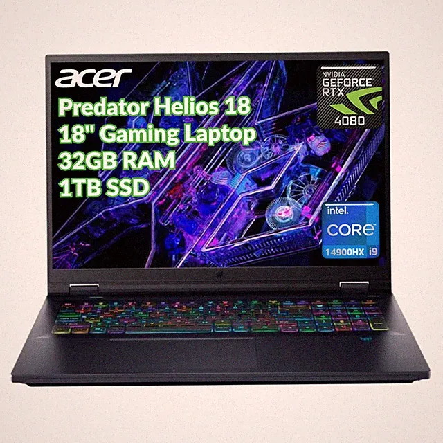 Acer Predator Helios 18" Gaming Laptop Intel i9 GeForce RTX 4080 32GB 1TB Refurb