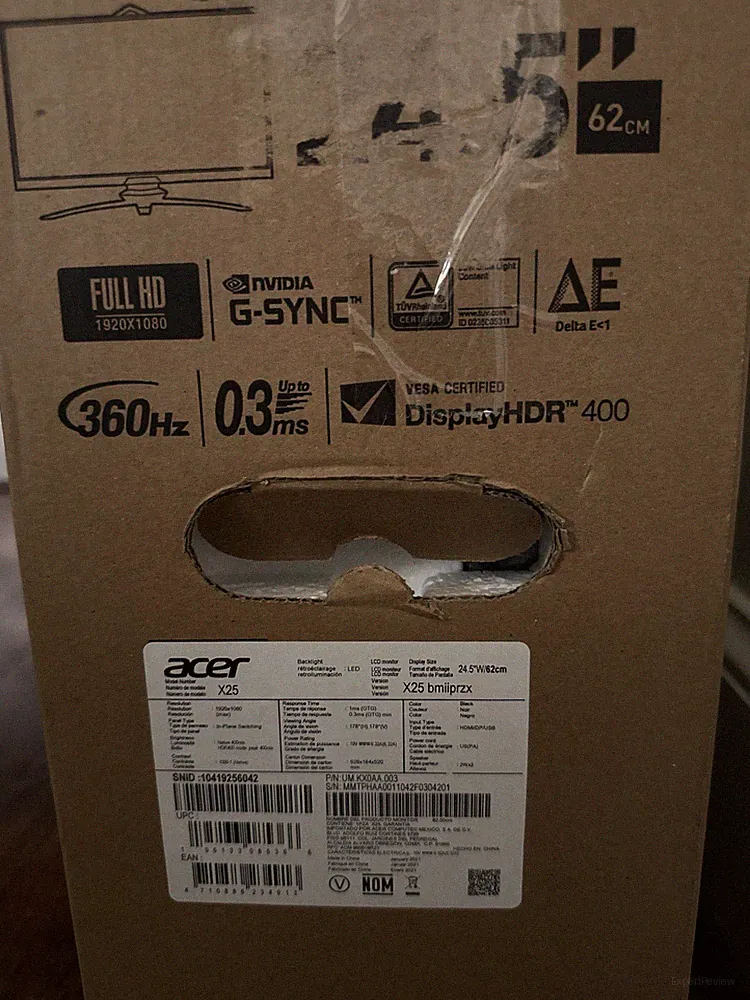 Acer Predator X25 Bmiiprzx 24.5" 16:9 Full HD 360Hz IPS LED Gaming Monitor, Buil