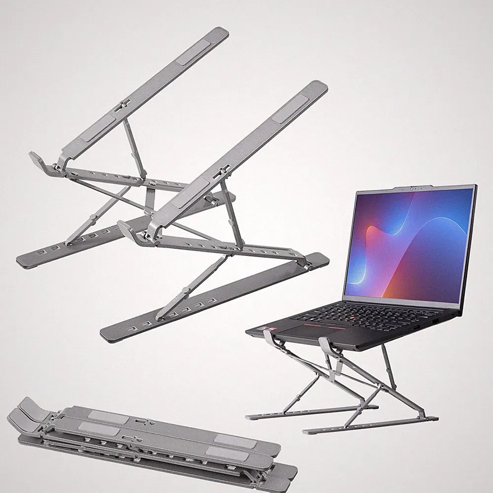 Adjustable Laptop Riser Aluminum Portable DJ Gaming Stand Foldable Desk