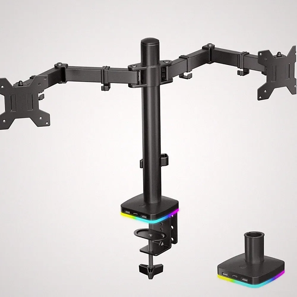 Afaloona RGB Dual Monitor Stand with USB Hub for 13-27" Monitors, 17.6 lbs |...