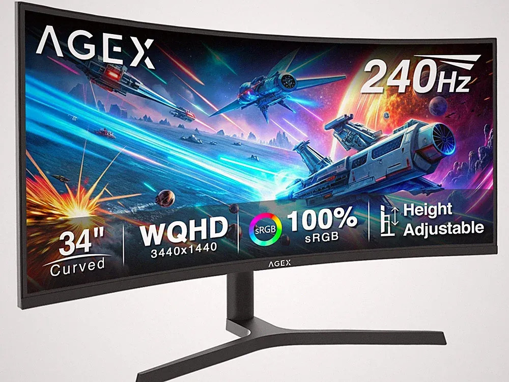 AG34P 34" UWQHD 3440x1440 21:9 Ultra Wide 240Hz 1ms Curved Gaming Monitor