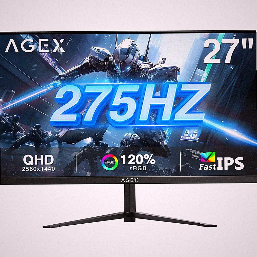 AGEX 27" 2K 2560x1440 275Hz 1ms Fast IPS Gaming Monitor, 2x HDMI 2.1, 2x DP 1.4