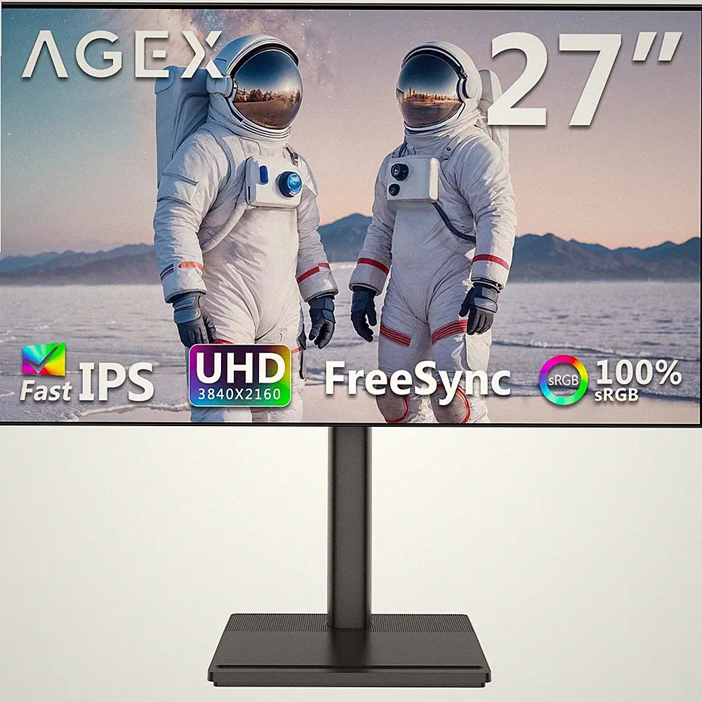 AGEX 27" 4K UHD 3840x2160 1.07B Display Colors IPS Monitor with Adjustable Stand