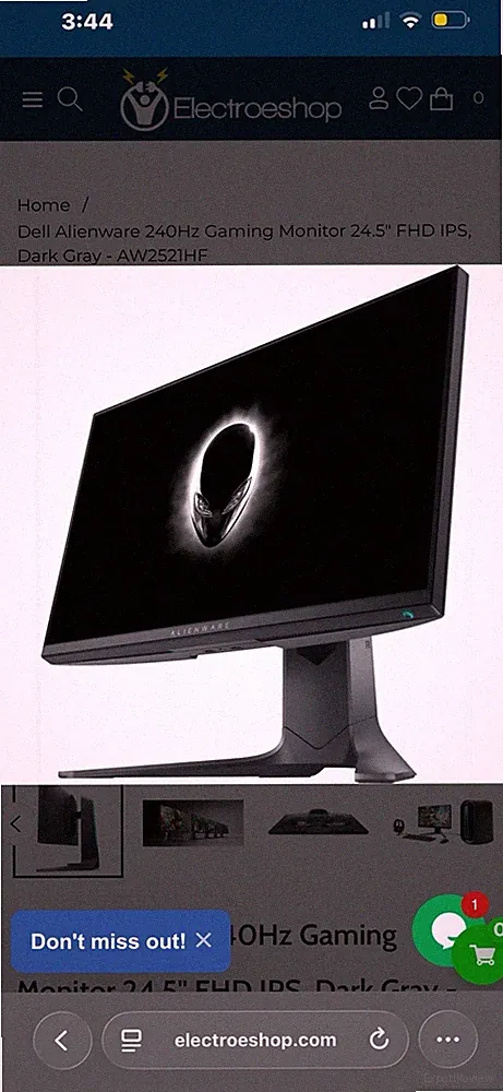 Alienware AW2521HF 24.5" 240Hz FHD IPS Gaming Monitor Dark Gray USB Hub