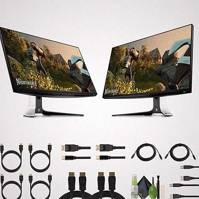 Alienware AW2723DF + 2 x USB Printer Cable + 2 x HDMI Cable + Cleaning Kit