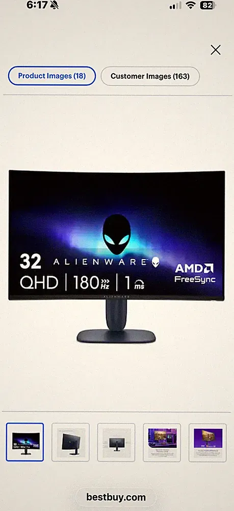 Alienware - AW3225DM 32" VA LED Curved QHD 180Hz 1ms FreeSync Gaming Monitor...