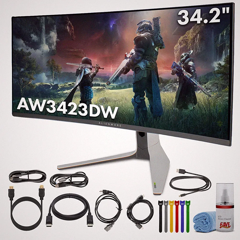 Alienware AW3423DW 34.2” Curved QD-OLED PC Gaming Monitor Bundle