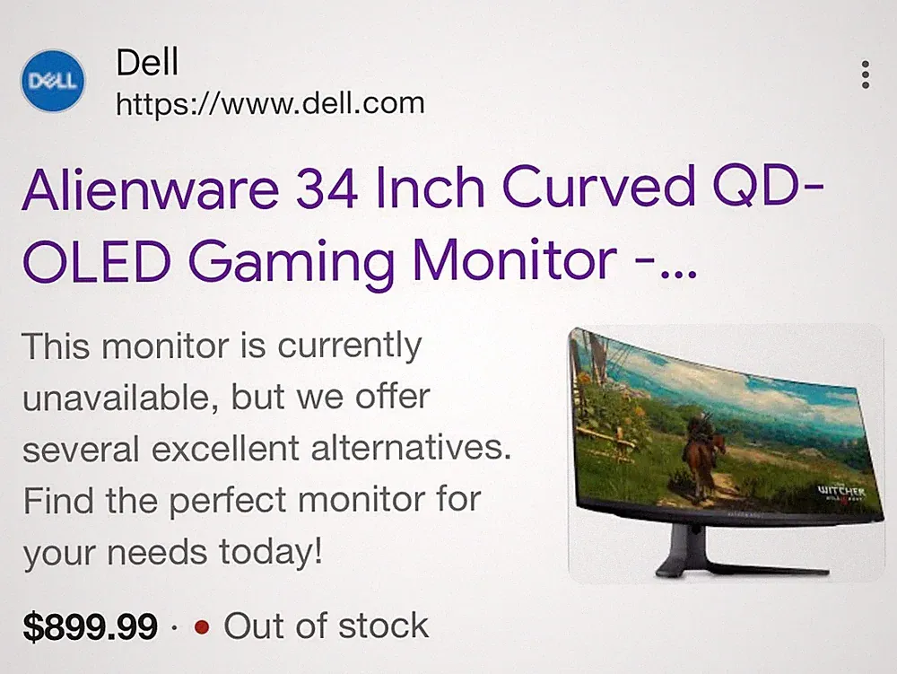 Alienware Ultrawide Curved AW3423DWF 34" Monitor with Built-in Speakers, Quantum
