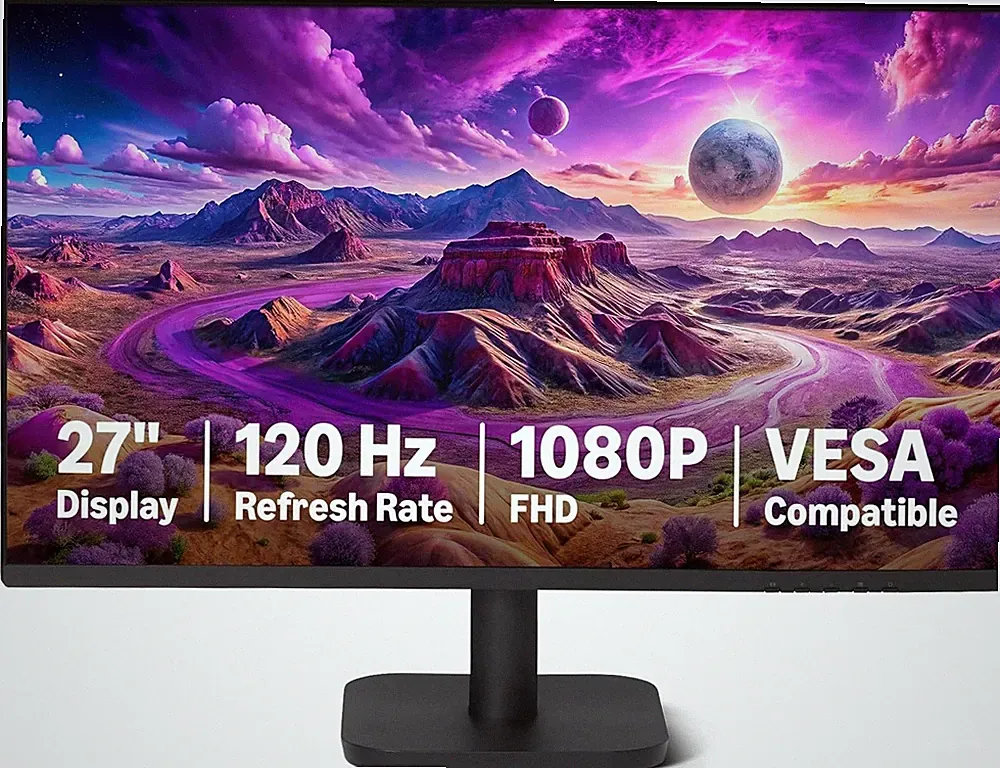 Amazon Basics 27-inch Computer Monitor, 120 Hz, 1080P, IPS, HDMI, DisplayPort