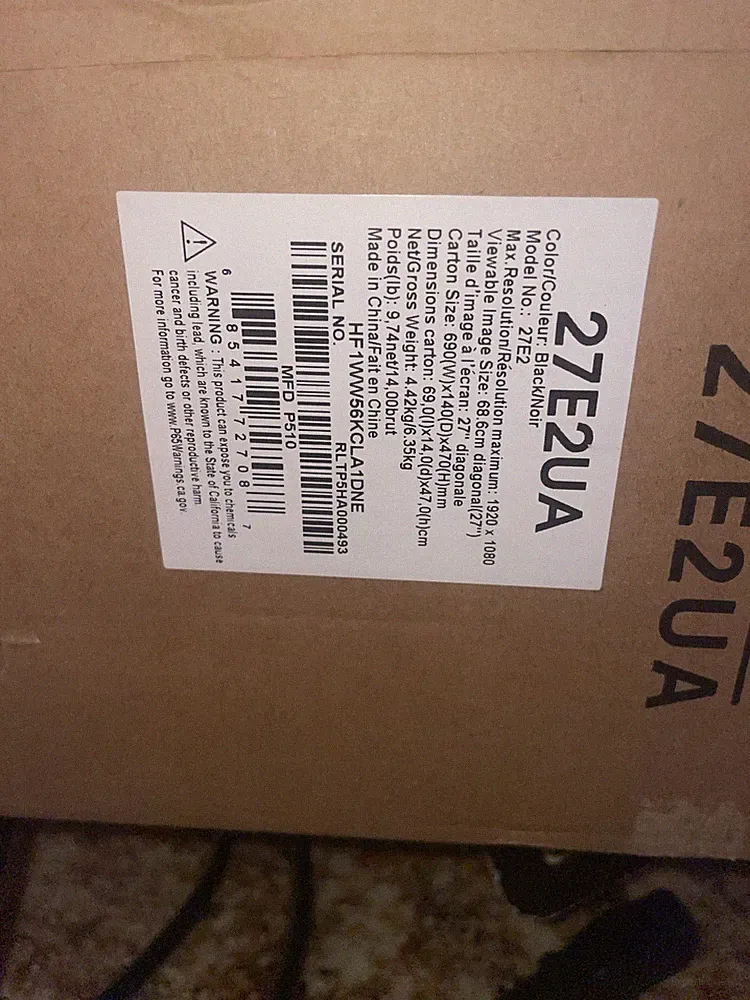 Amazon Basics 27" IPS Monitor 75Hz FHD 1080P HDMI Display Port VGA 27E2UA