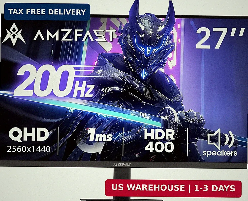 Amzfast 27 Inch 200Hz WQHD (2560 x 1440) Fast IPS Gaming Monitor, Built-in Speak