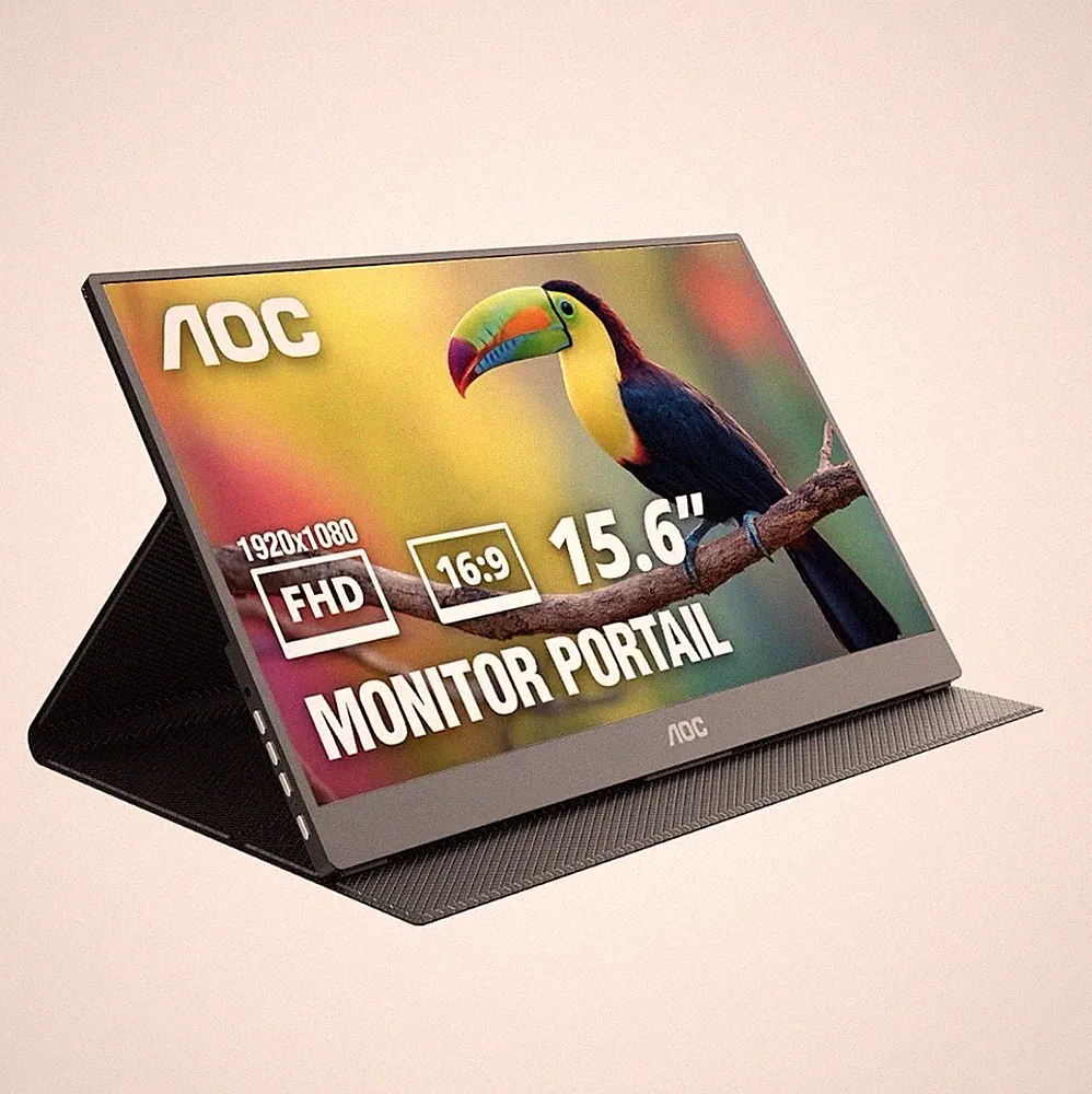 AOC 16" Portable Monitor FHD 60Hz USB-C IPS Ultra Slim Smart Cover 16T20 | 1920×