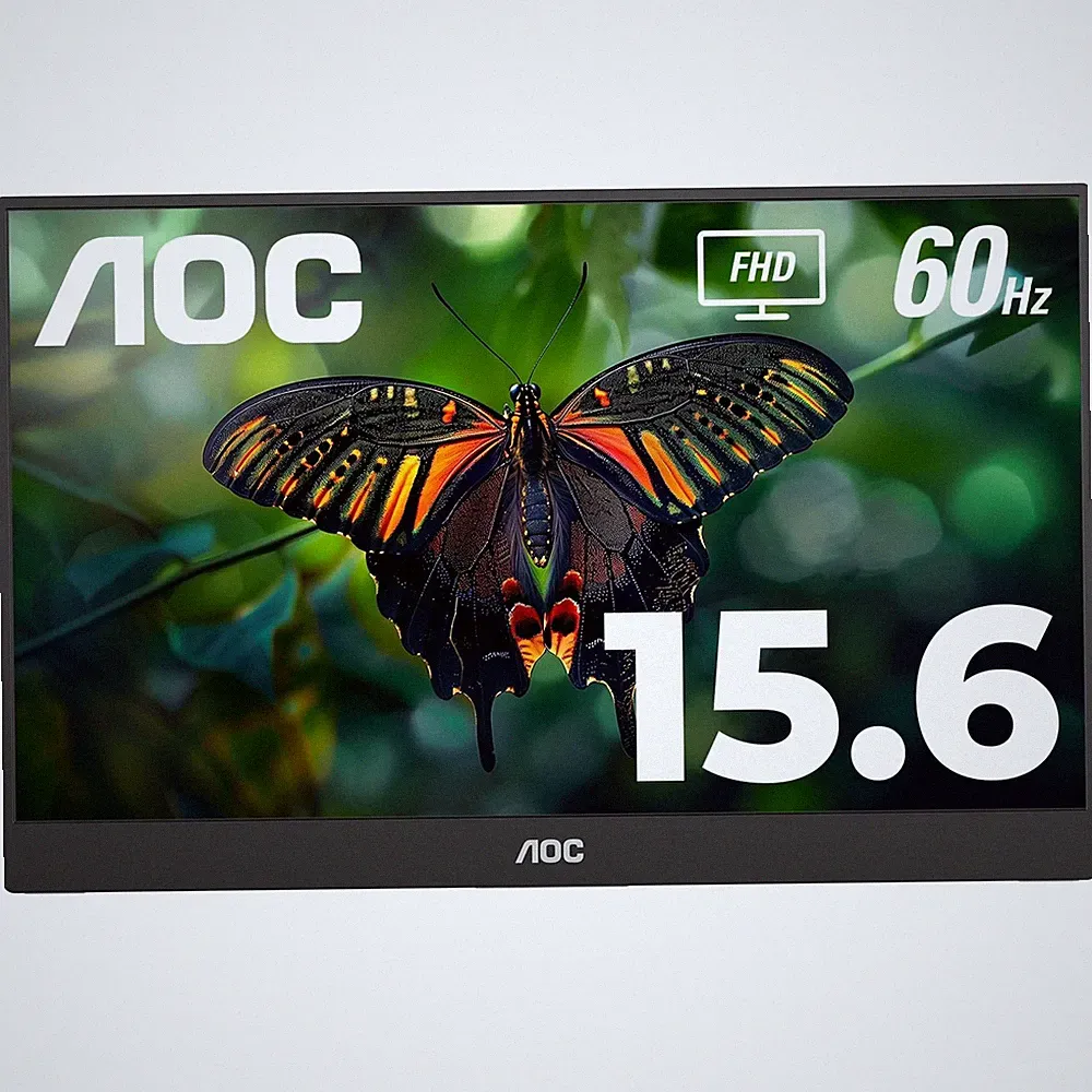 AOC 16T10 Portable Monitor 15.6in FHD IPS Panel USB Type C Mini HDMI Cover Black
