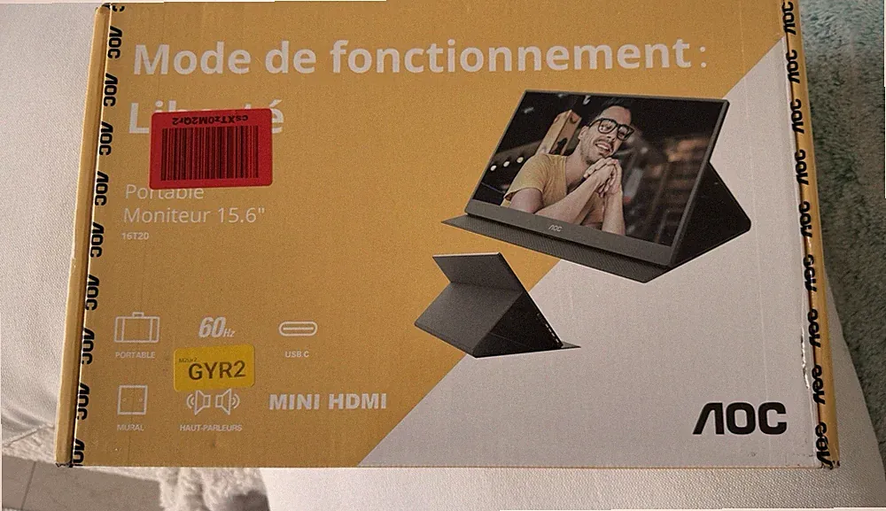 AOC 16T20 15.6in IPS LED Portable Monitor FHD 1080p 60Hz USB-C HDMI