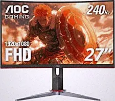 AOC 27" Curved Frameless Ultra-Fast Gaming Monitor, FHD 1080P, 0.5Ms 240Hz (READ