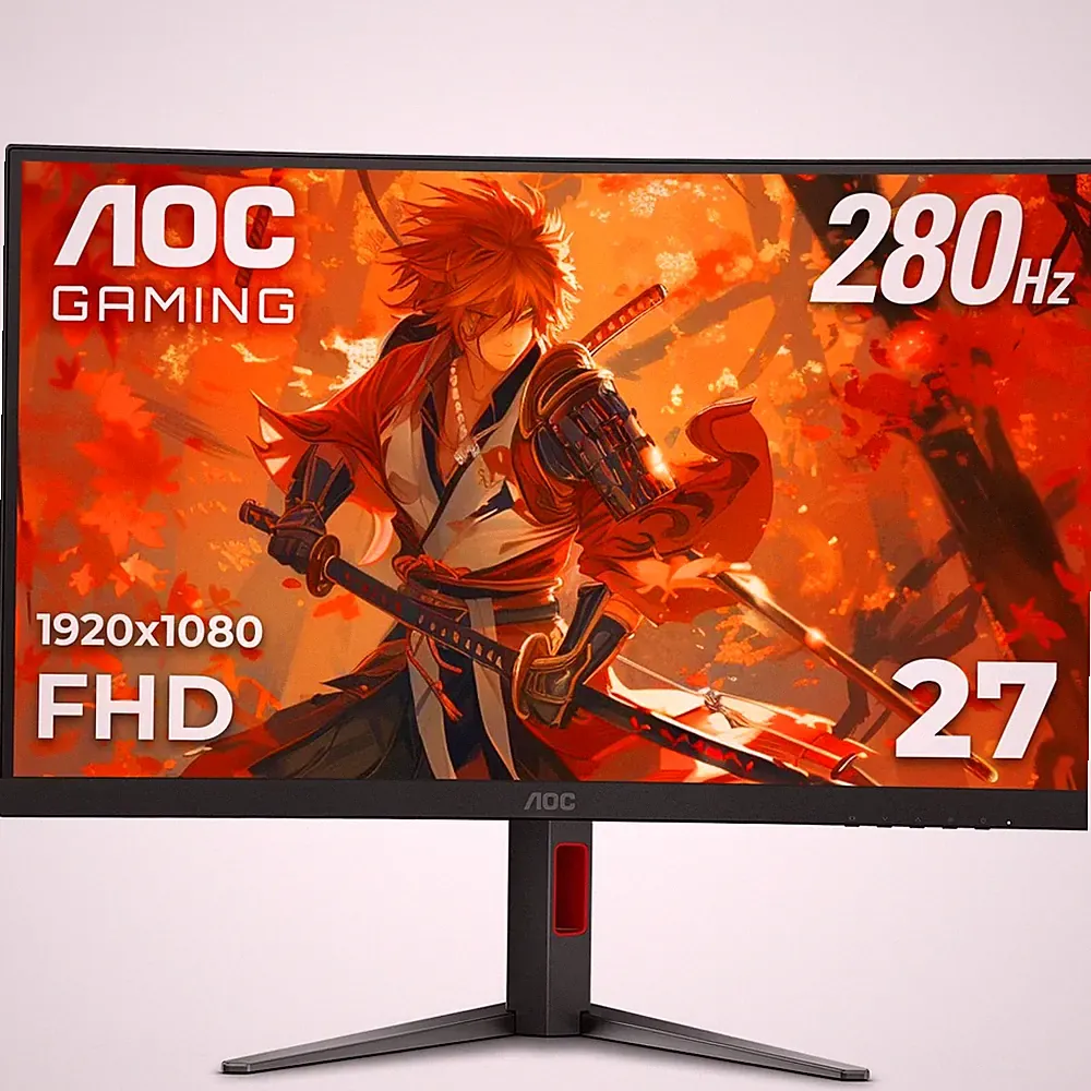 AOC 27" Curved Gaming Monitor, FHD 1080p, 280Hz (DP) 240Hz (HDMI), 0.3ms MPRT, V