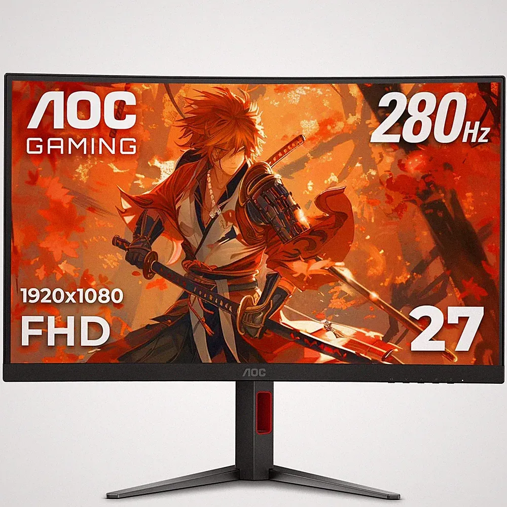 AOC 27" Curved Gaming Monitor, FHD 1080p, 280Hz DP 240Hz HDMI, 0.3ms MPRT, VA...