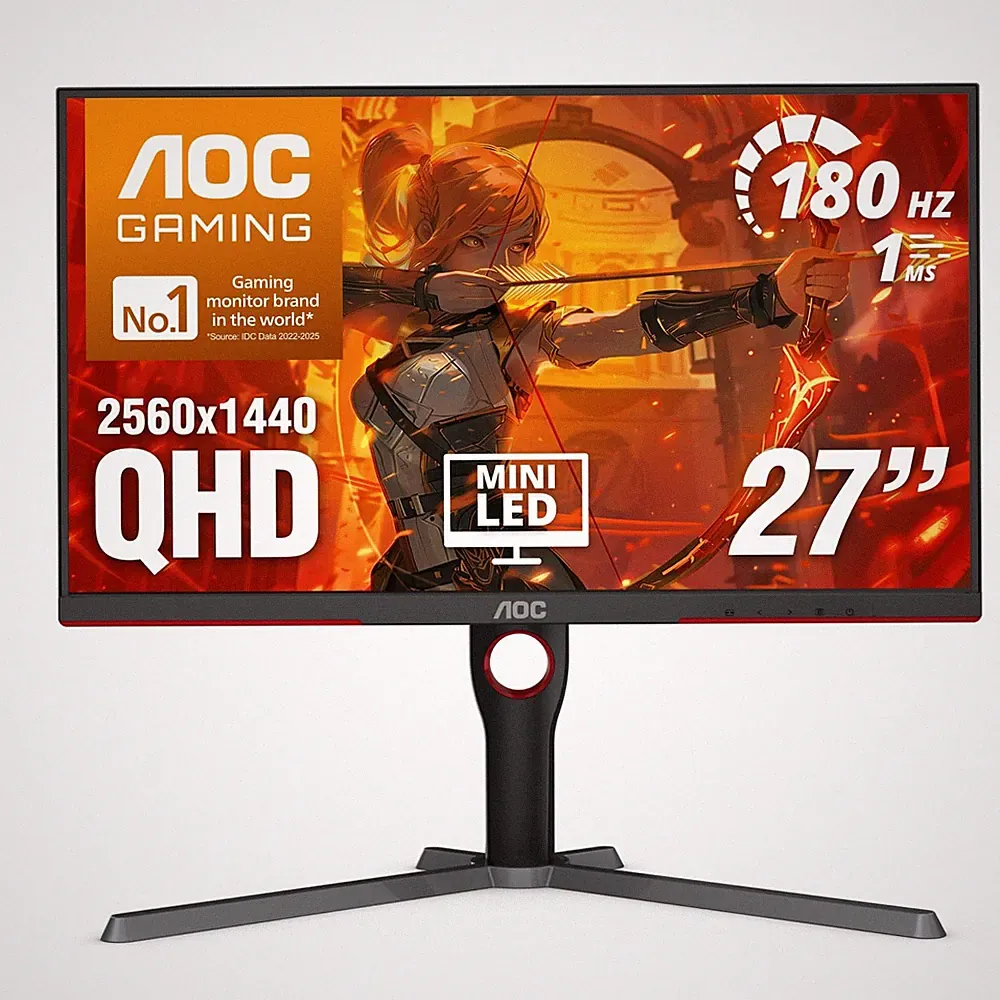 AOC 27 Inch Gaming Monitor QHD 180Hz Mini-LED 27" Mini-LED, Black