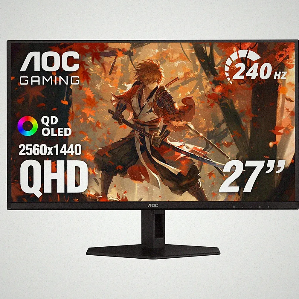 AOC 27" QD OLED Gaming Monitor,QHD 2560x1440, 240Hz,0.03ms GtG,G-SYNC Compatible