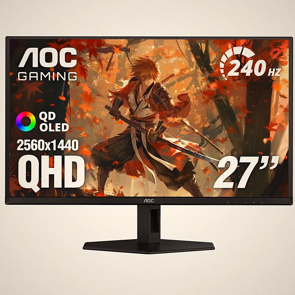 AOC 27" QD OLED Gaming Monitor, QHD 2560x1440, 240Hz Gaming, Black