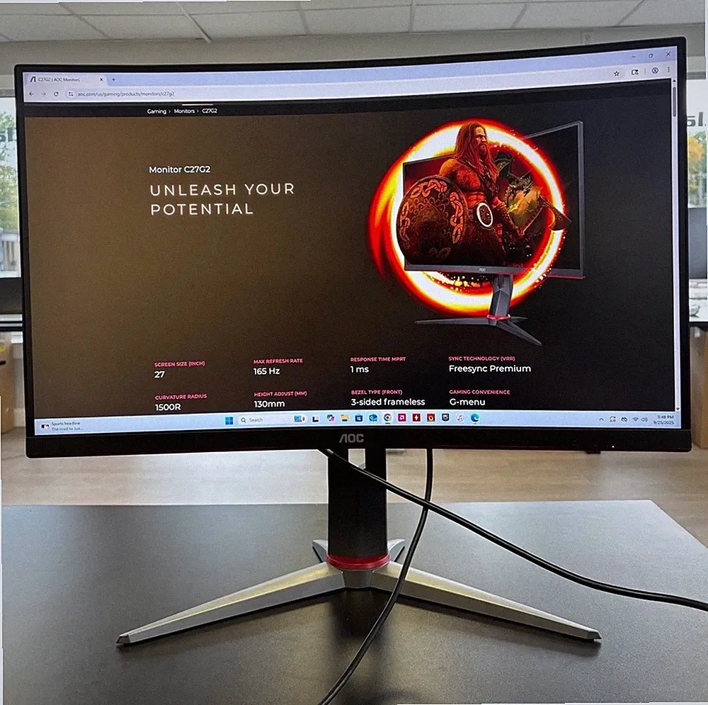 AOC C27G2 27” FHD 165Hz FreeSync Curved Gaming Monitor