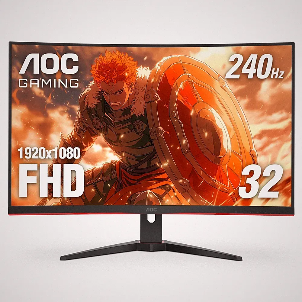 AOC C32G2ZE 32" Curved Frameless Gaming Monitor, Full HD 1920x1080, 240Hz