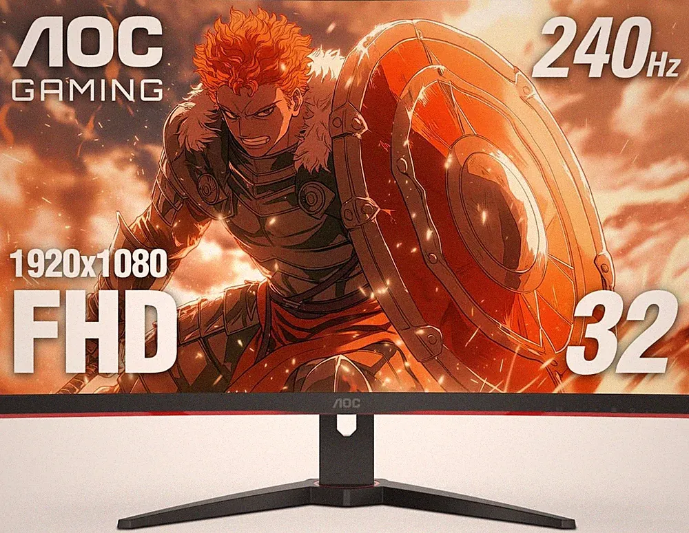 AOC C32G2ZE 32" Curved Frameless Gaming Monitor, Full HD 1920X1080, VA, 0.5Ms 24