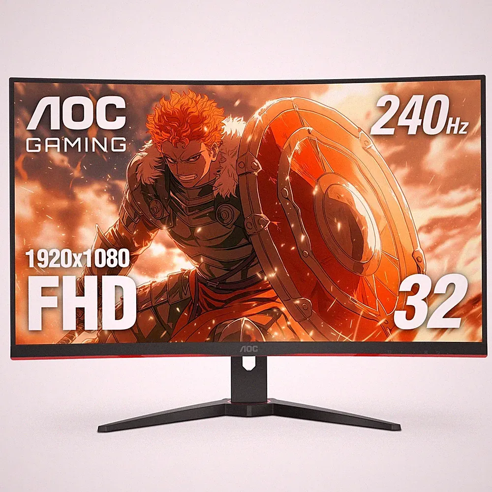 AOC C32G2ZE 32 Curved Frameless Gaming Monitor, Full HD 1920x1080, VA, 0.5ms 240