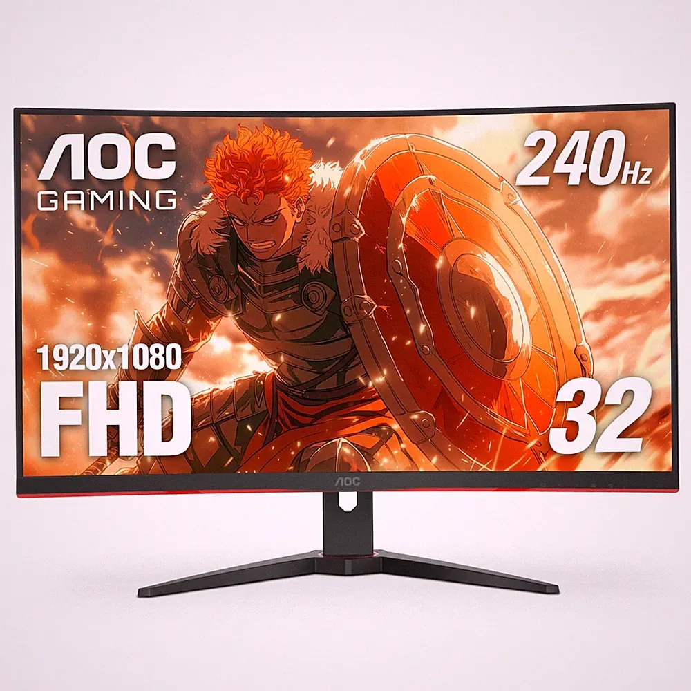 AOC C32G2ZE 32" Curved Frameless Gaming Monitor, Full HD 240Hz FHD, Black