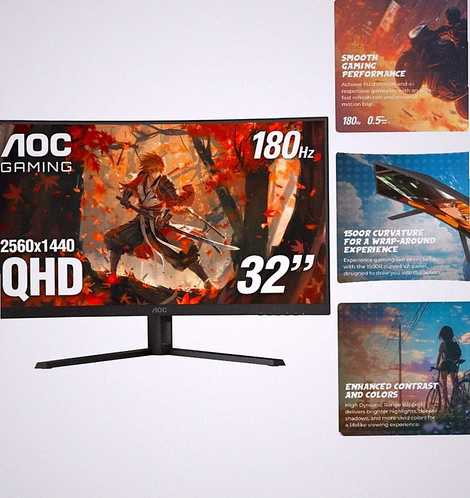 AOC CQ32G4VE 32" Curved QHD 180Hz Ultra-Wide Gaming Monitor (2560x1440) - Brand