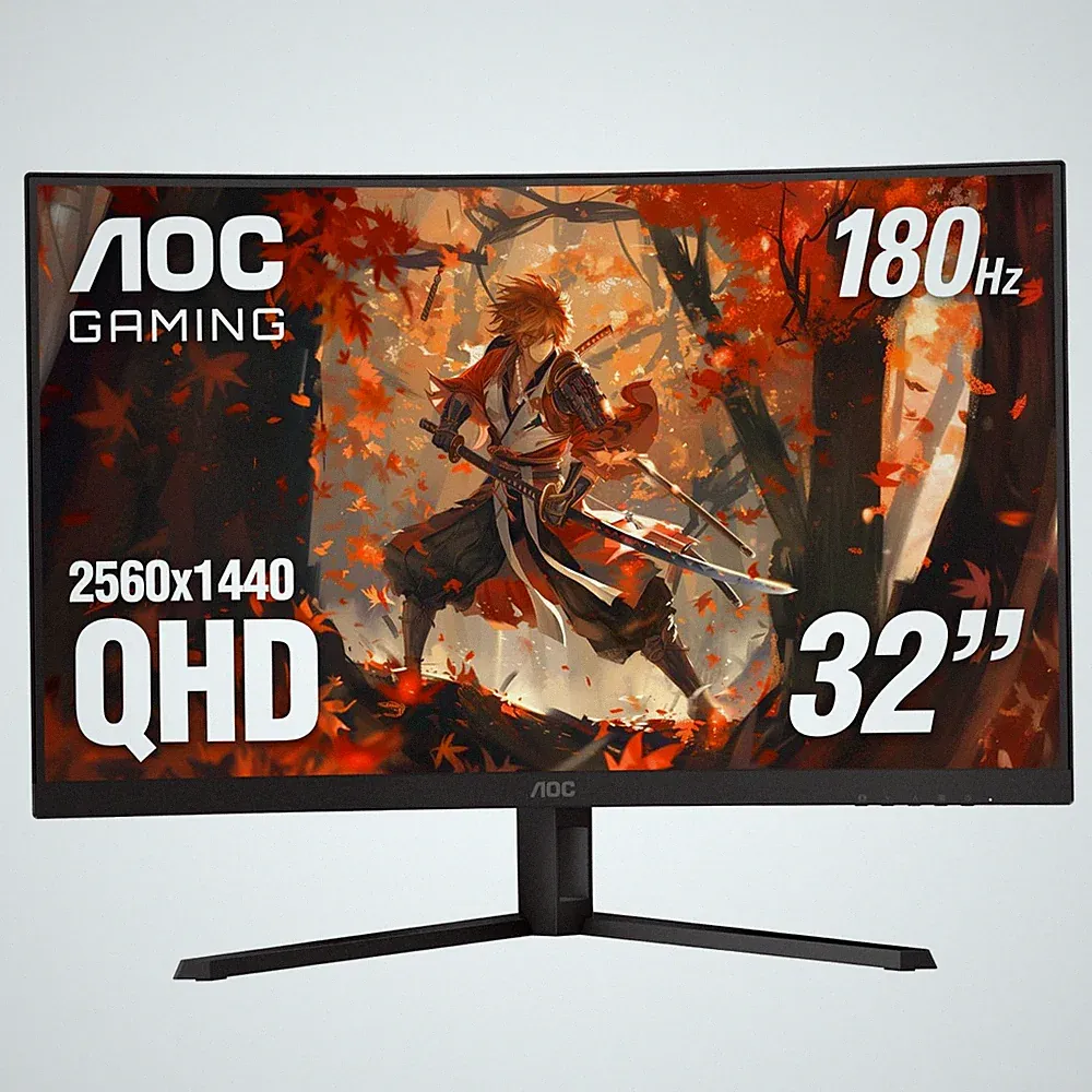 AOC CQ32G4VE 32" Curved Ultra-Wide Gaming Monitor QHD 2560x1440, 1500R, 180Hz...